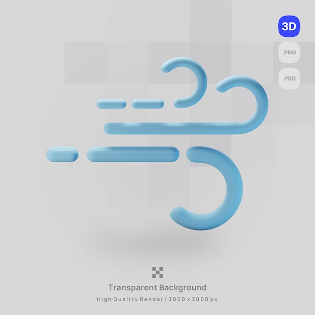 3D pictogram weerbericht illustratie winderig