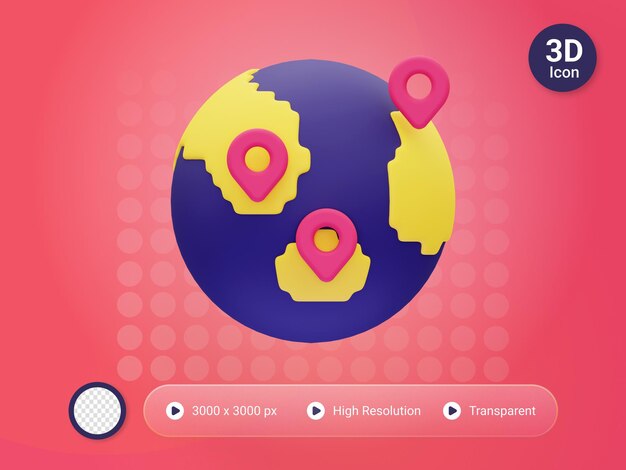 3D-pictogram wereldwijd locatie