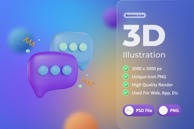 3d-pictogram zakelijk, bubble chat