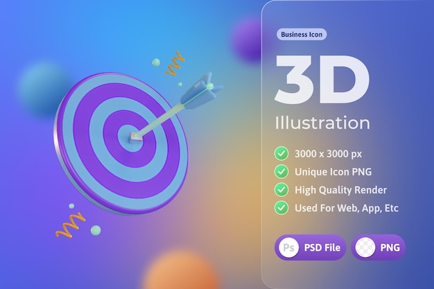 3d-pictogram zakelijk, pijlbord, targeting