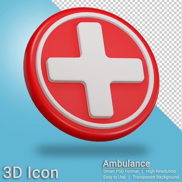 PSD 3d pictogram ziekenhuis logo cross bord met transparante achtergrond