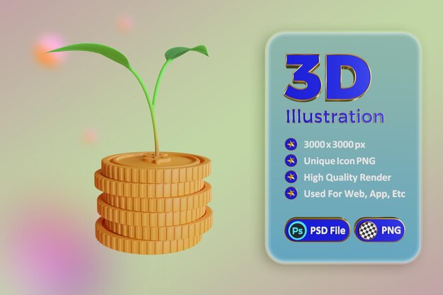 PSD 3d pictogramboom met munten