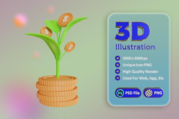 PSD 3d pictogramboom met munten