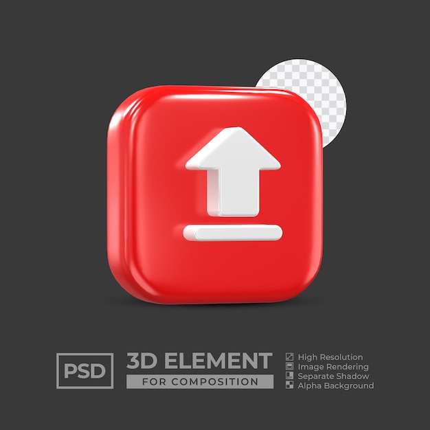 3D-pictogramelement sociale media voor compositie premium psd