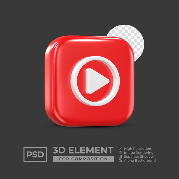 3D-pictogramelement sociale media voor compositie premium psd