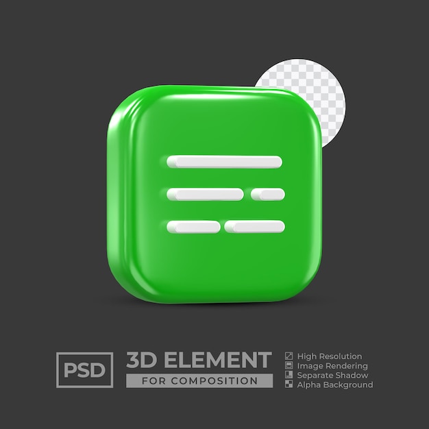 3D-pictogramelement sociale media voor compositie premium psd