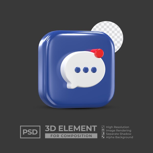 3D-pictogramelement sociale media voor compositie premium psd