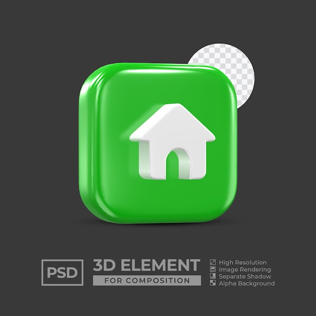 3D-pictogramelement sociale media voor compositie premium psd