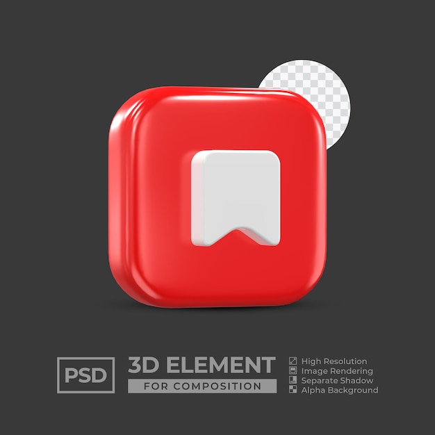 3d-pictogramelement sociale media voor compositie premium psd