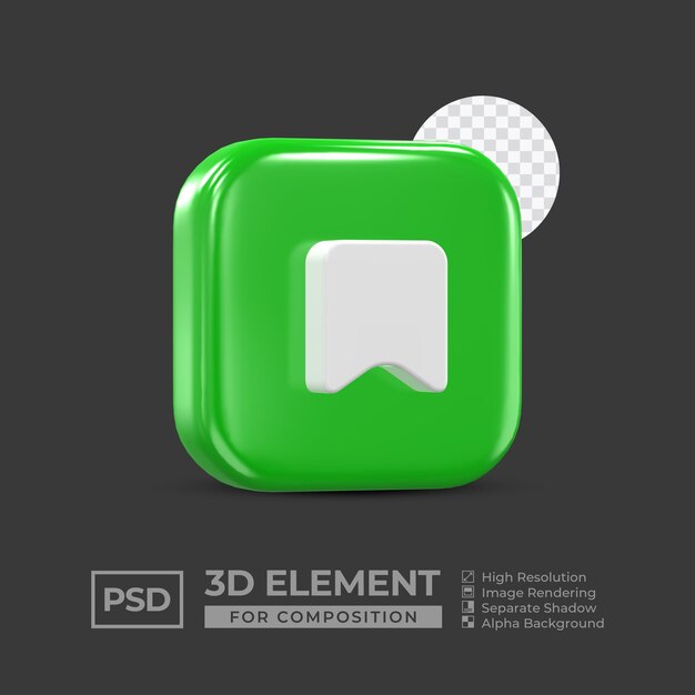 3d-pictogramelement sociale media voor compositie premium psd