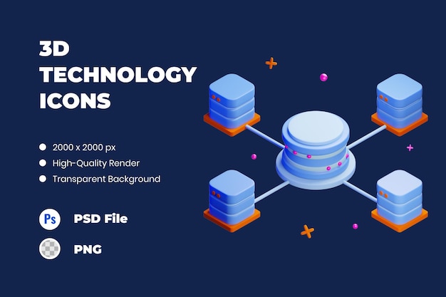 PSD 3d-pictogramillustratie blockchain-technologie