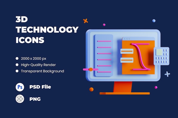 PSD 3d pictogramillustratie computermonitor