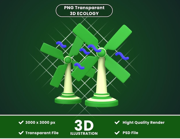 PSD 3d pictogramillustratie windmolen