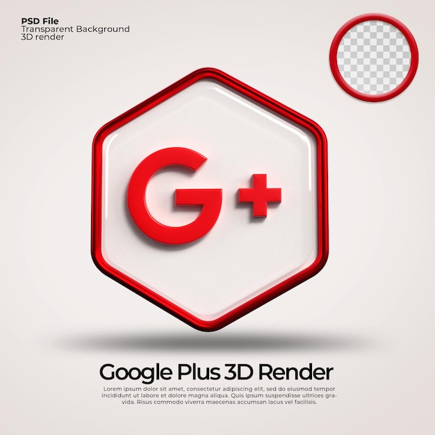 PSD 3d-pictogrammen transparant google plus met zeshoekige elementen