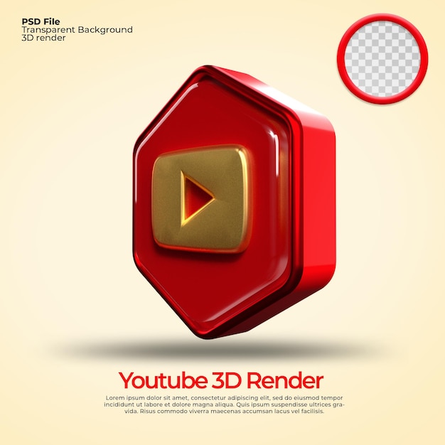 3d-pictogrammen transparant youtube met gouden stijlelementen