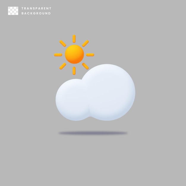 PSD 3d-pictogramweer met wolk en zon glanzend