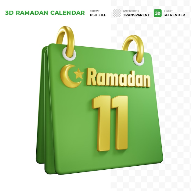 PSD 3d-pictogramweergave van de islamitische ramadan-dagkalender