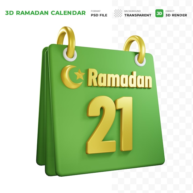 PSD 3d-pictogramweergave van de islamitische ramadan-dagkalender