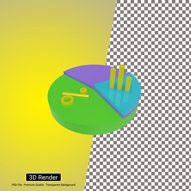 3D Pie chart icon with transparent background, perfect for template design, UI or UX and more.