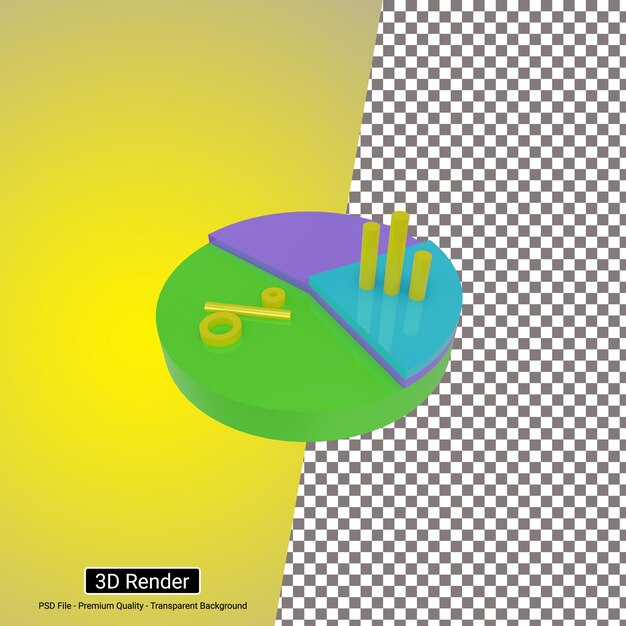 背景が透明な 3D 円グラフ アイコンは、テンプレート デザイン、UI または UX などに最適です。