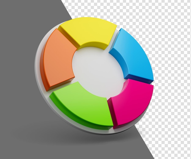 PSD 3d pie chart infographic pie chart with different colors in 3d illustration