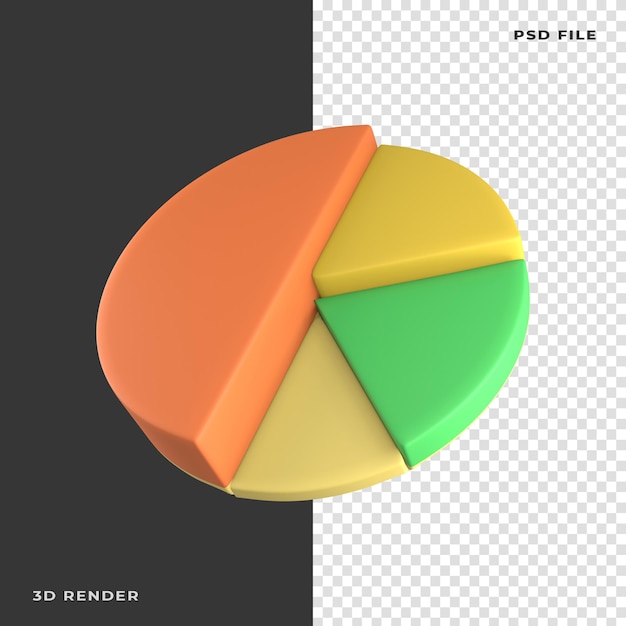3D Pie Chart Rendered on transparent background