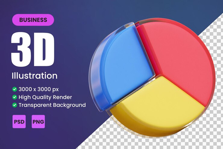 PSD 3d pie charts and diagram icons charts and graphs