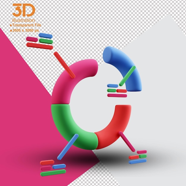 PSD 3d pie on isolated 3d illustration png