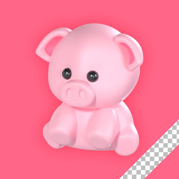 PSD 3d pig illustration with transparent background