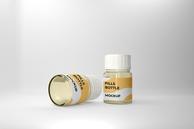 3d pills bottle mockup design