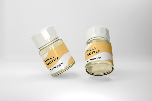 3d pills bottle mockup design