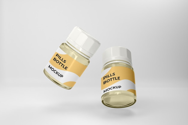 3d pills bottle mockup design