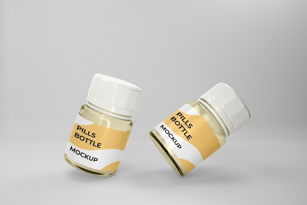 3d pills bottle mockup design