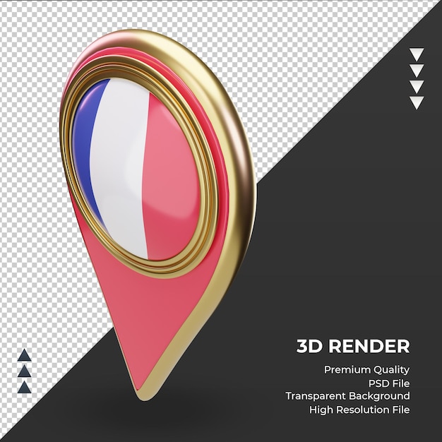 3d Pin Lokalizacji Flaga Francji Renderowania Prawy Widok