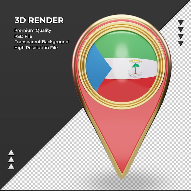 3d Pin Lokalizacji Flaga Gwinei Równikowej Renderujący Widok Z Przodu