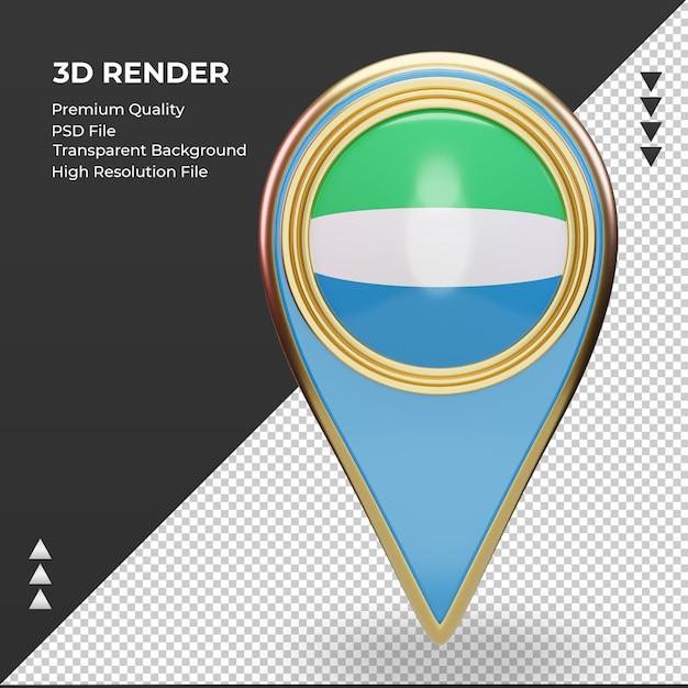 3d Pin Lokalizacji Flaga Sierra Leone Renderująca Widok Z Przodu