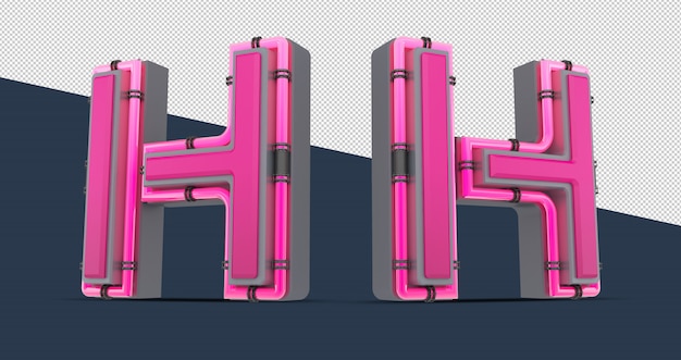 PSD 3d pink alphabet with neon light