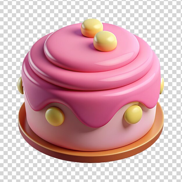 3d pink cake isolated on transparent background