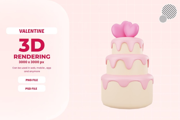 PSD 3d pink cake love illustration icon object