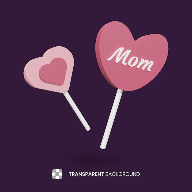 PSD 3d pink candy with mom text