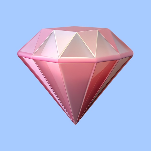 3d pink diamond icon illustration