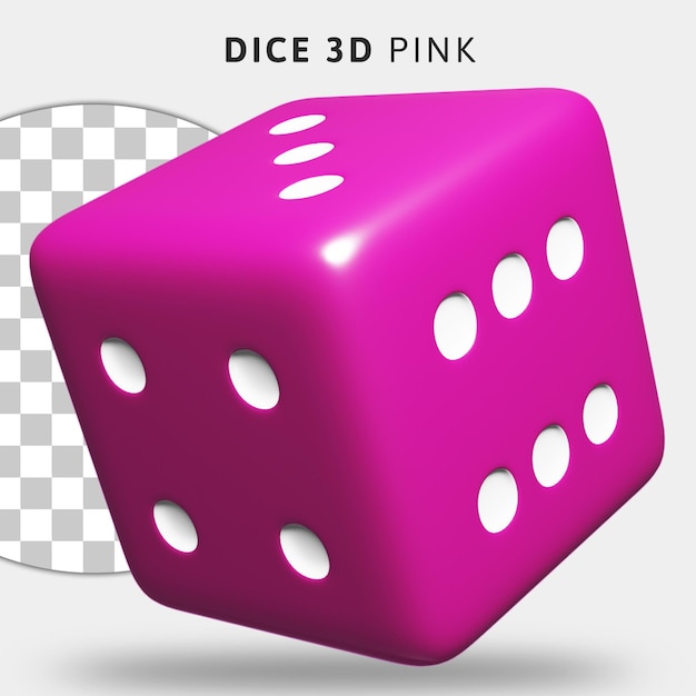 PSD dadi rosa 3d su sfondo trasparente