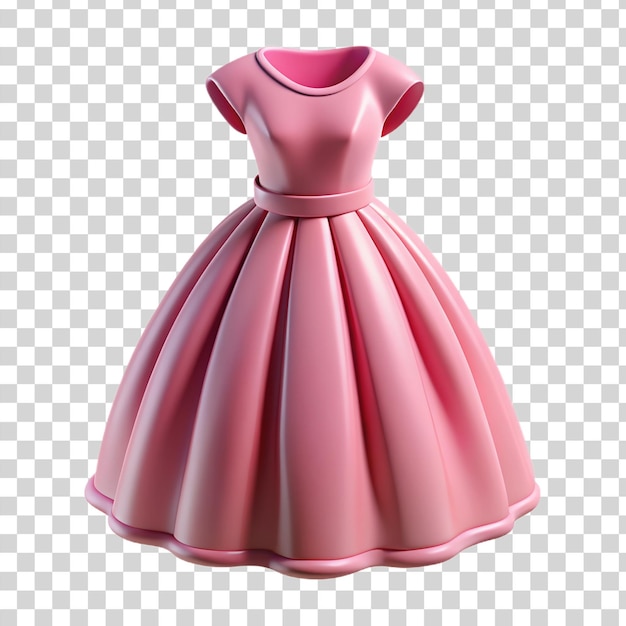 PSD 3d pink dress isolated on transparent background