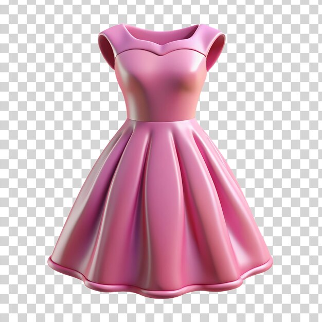 PSD 3d pink dress isolated on transparent background