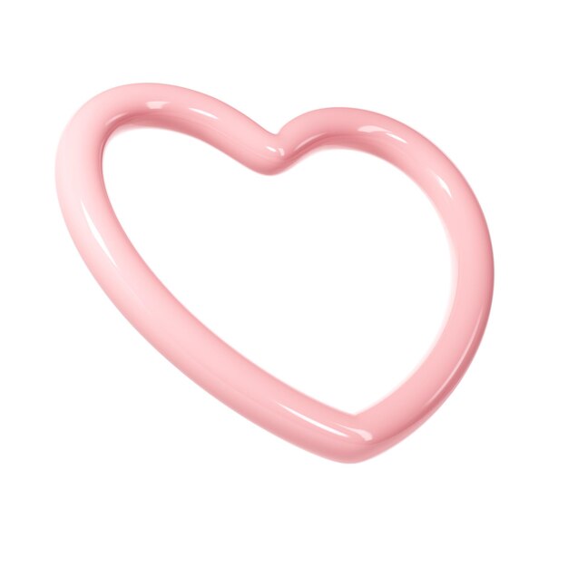 PSD 3d pink glossy heart love frame on transparent suitable for valentine day mother day women day