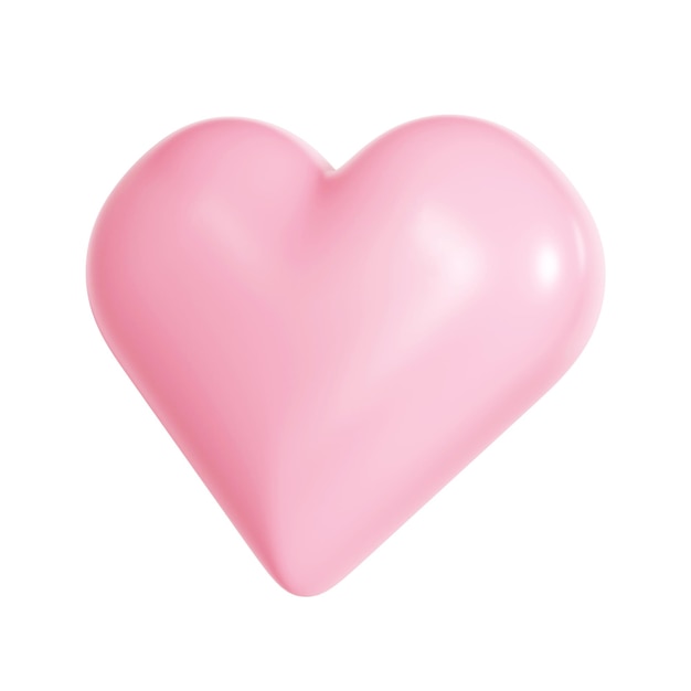 PSD 3d pink glossy love heart on transparent suitable for valentine day mother day women day