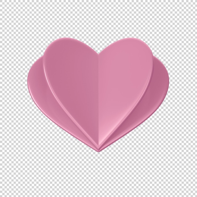 3d pink glossy paper heart