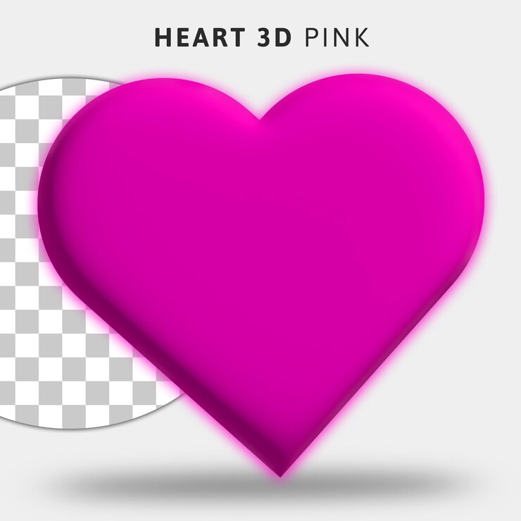 PSD 3d pink heart icon on transparent background
