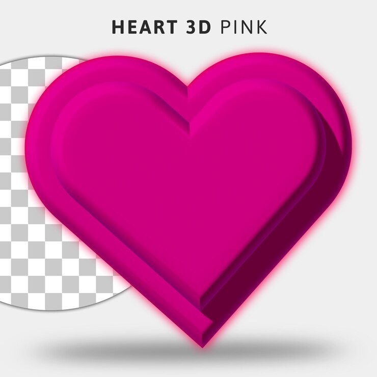 PSD 3d pink heart icon on transparent background