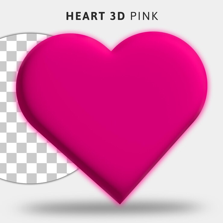 PSD 3d pink heart icon on transparent background